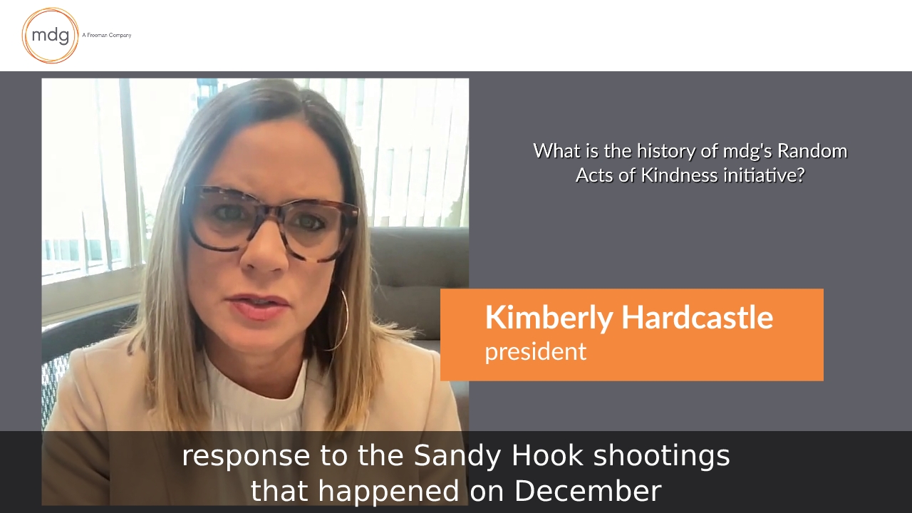 Kimberly Hardcastle of mdg describes the origin of their Random Acts of Kindness initiative. 
